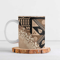 Bula Fiji Plumeria Tagimoucia Salusalu Beige Ceramic Mug Kaiviti Masi - Polynesian Pride
