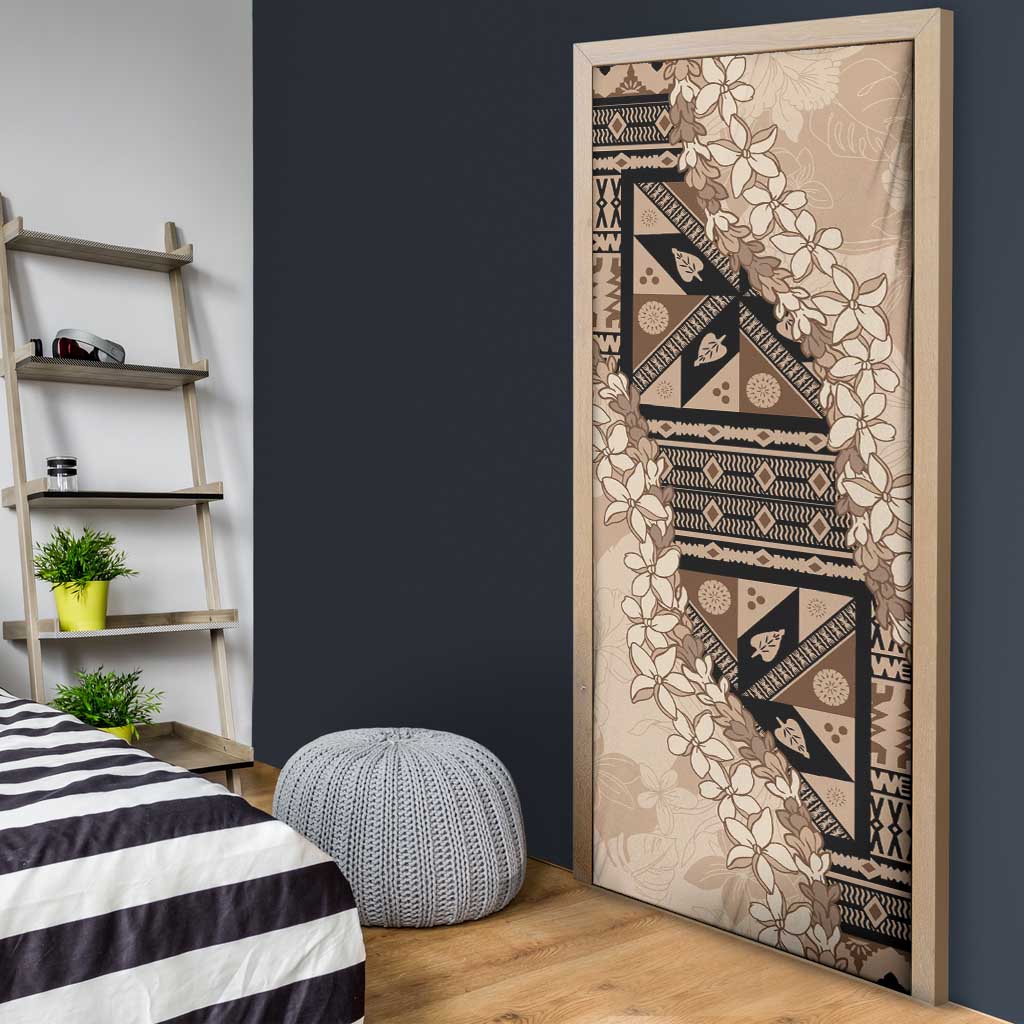 Bula Fiji Plumeria Tagimoucia Salusalu Beige Door Cover Kaiviti Masi - Polynesian Pride