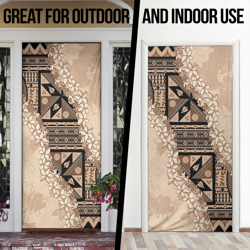 Bula Fiji Plumeria Tagimoucia Salusalu Beige Door Cover Kaiviti Masi - Polynesian Pride