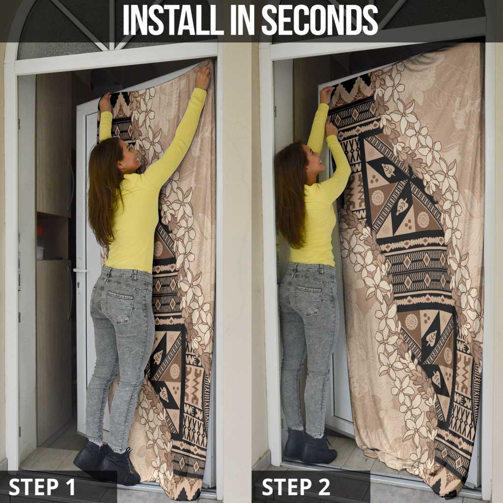 Bula Fiji Plumeria Tagimoucia Salusalu Beige Door Cover Kaiviti Masi - Polynesian Pride