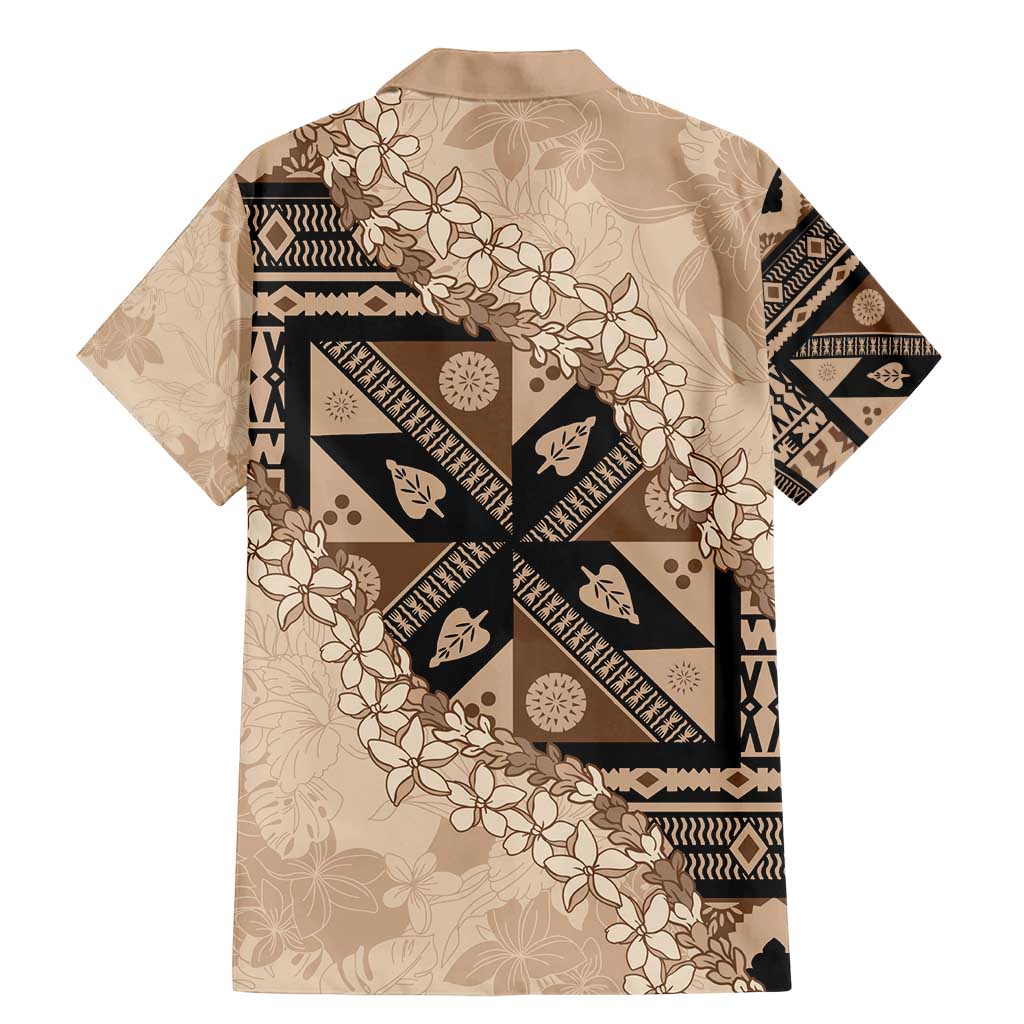 Bula Fiji Plumeria Tagimoucia Salusalu Beige Family Matching Mermaid Dress and Hawaiian Shirt Kaiviti Masi - Polynesian Pride