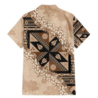 Bula Fiji Plumeria Tagimoucia Salusalu Beige Family Matching Mermaid Dress and Hawaiian Shirt Kaiviti Masi - Polynesian Pride