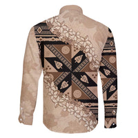 Bula Fiji Plumeria Tagimoucia Salusalu Beige Family Matching Mermaid Dress and Hawaiian Shirt Kaiviti Masi - Polynesian Pride