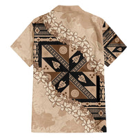 Bula Fiji Plumeria Tagimoucia Salusalu Beige Family Matching Short Sleeve Bodycon Dress and Hawaiian Shirt Kaiviti Masi - Polynesian Pride