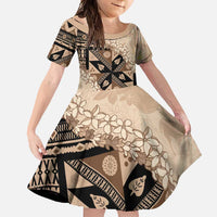 Bula Fiji Plumeria Tagimoucia Salusalu Beige Family Matching Tank Maxi Dress and Hawaiian Shirt Kaiviti Masi - Polynesian Pride