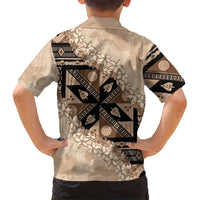 Bula Fiji Plumeria Tagimoucia Salusalu Beige Hawaiian Shirt Kaiviti Masi - Polynesian Pride