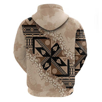 Bula Fiji Plumeria Tagimoucia Salusalu Beige Hoodie Kaiviti Masi - Polynesian Pride