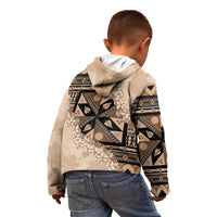 Bula Fiji Plumeria Tagimoucia Salusalu Beige Kid Hoodie Kaiviti Masi - Polynesian Pride
