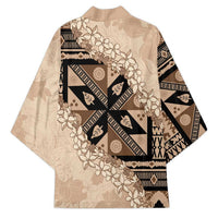 Bula Fiji Plumeria Tagimoucia Salusalu Beige Kimono Kaiviti Masi LT7 - Polynesian Pride