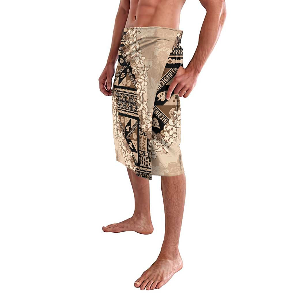 Bula Fiji Plumeria Tagimoucia Salusalu Beige Lavalava Kaiviti Masi LT7 - Polynesian Pride