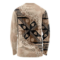 Bula Fiji Plumeria Tagimoucia Salusalu Beige Long Sleeve Shirt Kaiviti Masi - Polynesian Pride