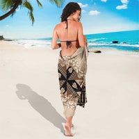 Bula Fiji Plumeria Tagimoucia Salusalu Beige Sarong Kaiviti Masi - Polynesian Pride