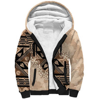 Bula Fiji Plumeria Tagimoucia Salusalu Beige Sherpa Hoodie Kaiviti Masi - Polynesian Pride