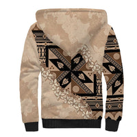 Bula Fiji Plumeria Tagimoucia Salusalu Beige Sherpa Hoodie Kaiviti Masi - Polynesian Pride