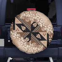 Bula Fiji Plumeria Tagimoucia Salusalu Beige Spare Tire Cover Kaiviti Masi - Polynesian Pride