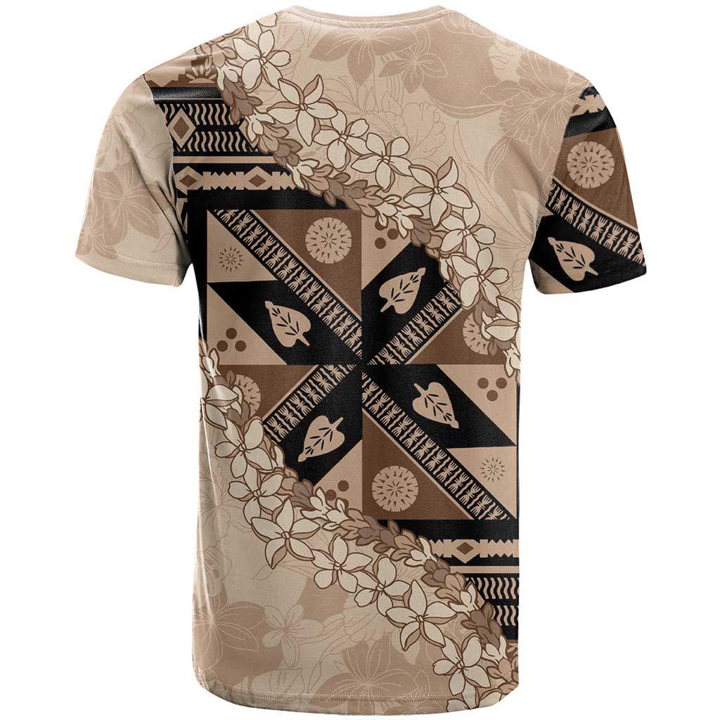 Bula Fiji Plumeria Tagimoucia Salusalu Beige T Shirt Kaiviti Masi - Polynesian Pride