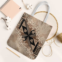 Bula Fiji Plumeria Tagimoucia Salusalu Beige Tote Bag Kaiviti Masi - Polynesian Pride