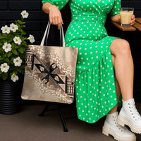 Bula Fiji Plumeria Tagimoucia Salusalu Beige Tote Bag Kaiviti Masi - Polynesian Pride