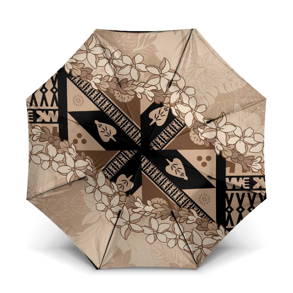 Bula Fiji Plumeria Tagimoucia Salusalu Beige Umbrella Kaiviti Masi - Polynesian Pride