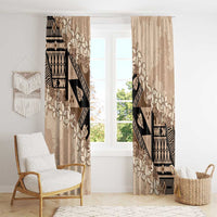 Bula Fiji Plumeria Tagimoucia Salusalu Beige Window Curtain Kaiviti Masi - Polynesian Pride
