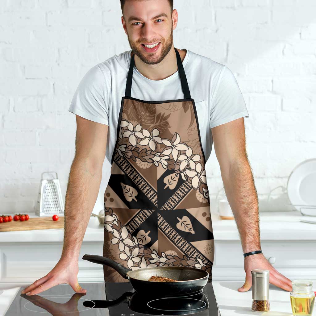 Bula Fiji Plumeria Tagimoucia Salusalu Mocha Apron Kaiviti Masi - Polynesian Pride