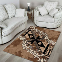 Bula Fiji Plumeria Tagimoucia Salusalu Mocha Area Rug Kaiviti Masi - Polynesian Pride
