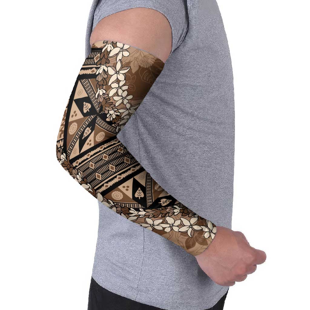 Bula Fiji Plumeria Tagimoucia Salusalu Mocha Arm Sleeves Kaiviti Masi - Polynesian Pride