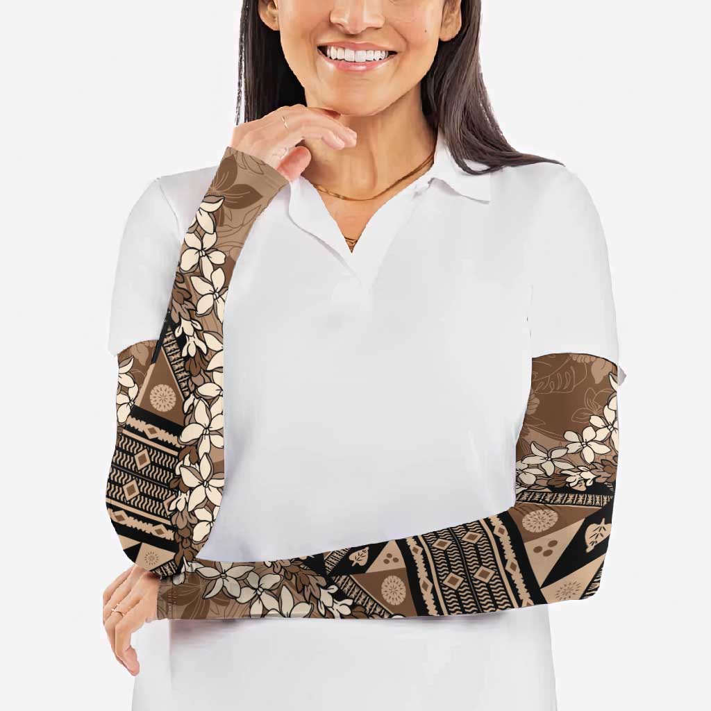 Bula Fiji Plumeria Tagimoucia Salusalu Mocha Arm Sleeves Kaiviti Masi - Polynesian Pride