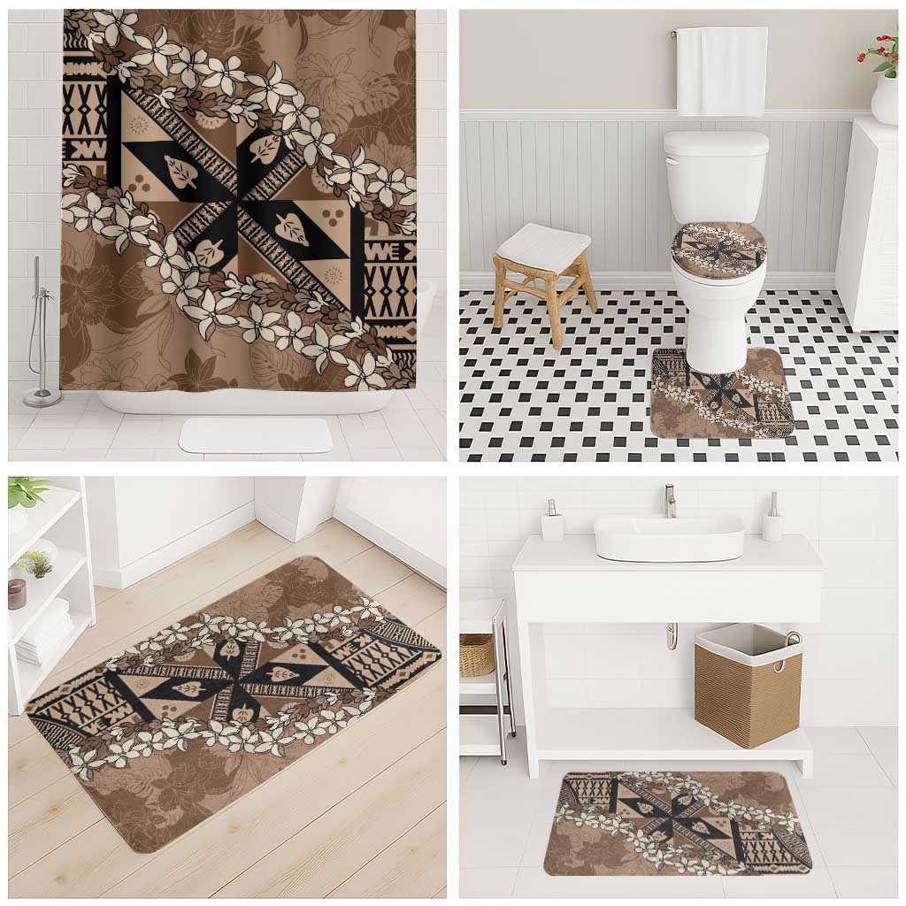 Bula Fiji Plumeria Tagimoucia Salusalu Mocha Bathroom Set Kaiviti Masi - Polynesian Pride