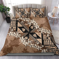 Bula Fiji Plumeria Tagimoucia Salusalu Mocha Bedding Set Kaiviti Masi - Polynesian Pride