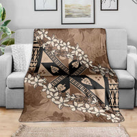 Bula Fiji Plumeria Tagimoucia Salusalu Mocha Blanket Kaiviti Masi - Polynesian Pride