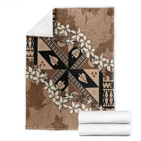 Bula Fiji Plumeria Tagimoucia Salusalu Mocha Blanket Kaiviti Masi - Polynesian Pride