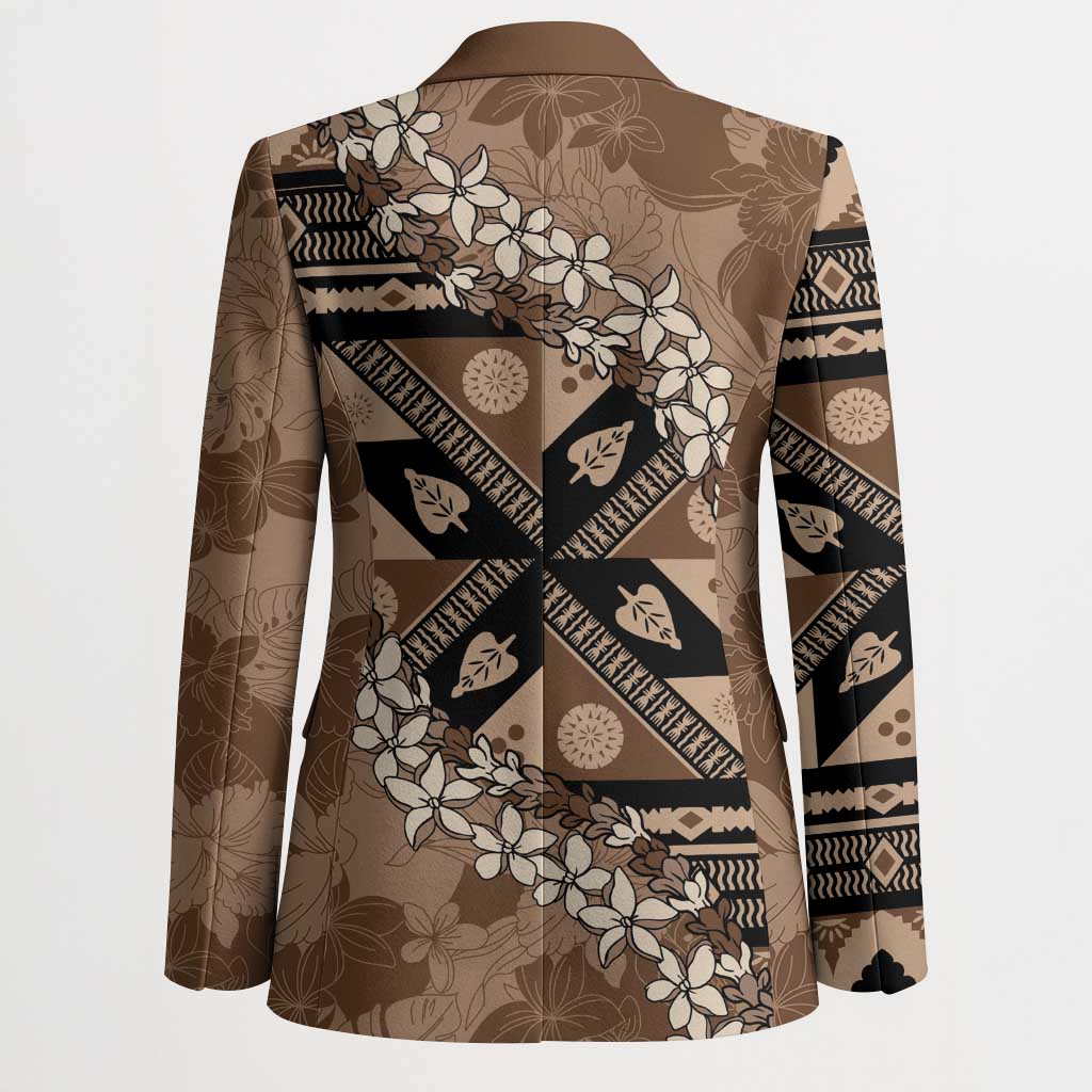 Bula Fiji Plumeria Tagimoucia Salusalu Mocha Blazer Kaiviti Masi - Polynesian Pride