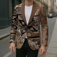 Bula Fiji Plumeria Tagimoucia Salusalu Mocha Blazer Kaiviti Masi - Polynesian Pride