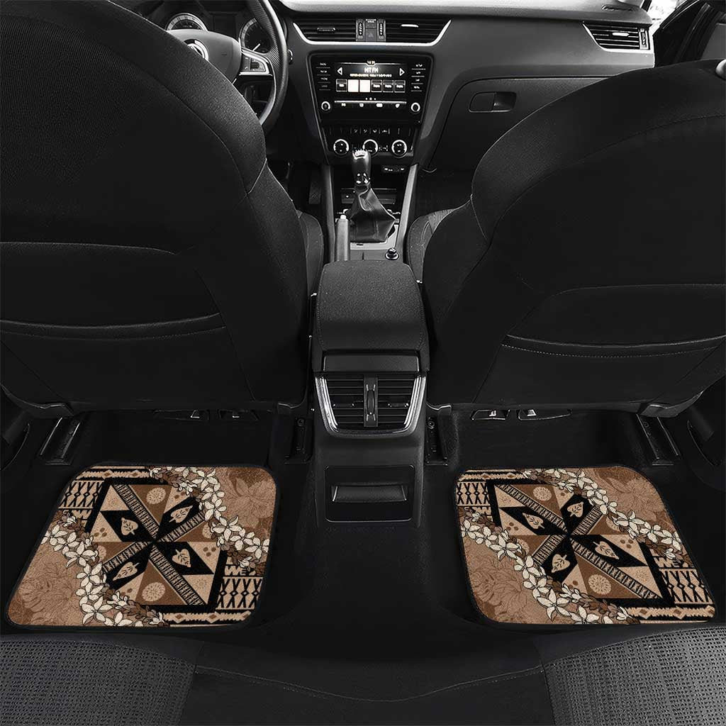 Bula Fiji Plumeria Tagimoucia Salusalu Mocha Car Mats Kaiviti Masi - Polynesian Pride