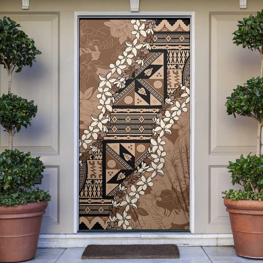 Bula Fiji Plumeria Tagimoucia Salusalu Mocha Door Cover Kaiviti Masi - Polynesian Pride