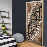 Bula Fiji Plumeria Tagimoucia Salusalu Mocha Door Cover Kaiviti Masi - Polynesian Pride