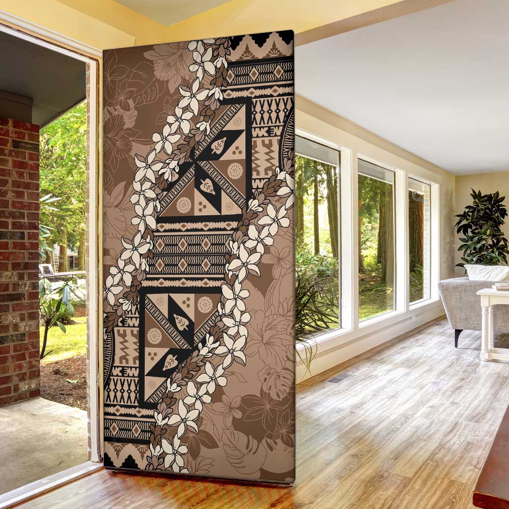 Bula Fiji Plumeria Tagimoucia Salusalu Mocha Door Cover Kaiviti Masi - Polynesian Pride