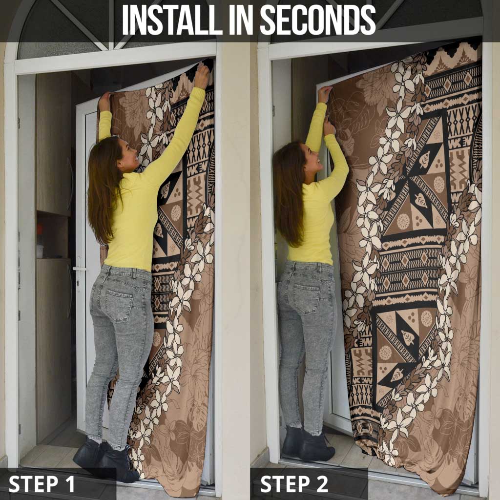 Bula Fiji Plumeria Tagimoucia Salusalu Mocha Door Cover Kaiviti Masi - Polynesian Pride