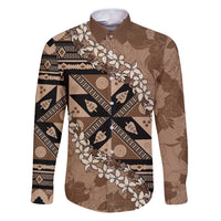 Bula Fiji Plumeria Tagimoucia Salusalu Mocha Family Matching Puletasi and Hawaiian Shirt Kaiviti Masi - Polynesian Pride