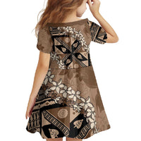 Bula Fiji Plumeria Tagimoucia Salusalu Mocha Family Matching Summer Maxi Dress and Hawaiian Shirt Kaiviti Masi - Polynesian Pride