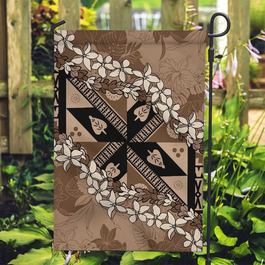 Bula Fiji Plumeria Tagimoucia Salusalu Mocha Garden Flag Kaiviti Masi - Polynesian Pride