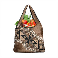 Bula Fiji Plumeria Tagimoucia Salusalu Mocha Grocery Bag Kaiviti Masi - Polynesian Pride