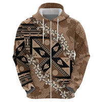 Bula Fiji Plumeria Tagimoucia Salusalu Mocha Hoodie Kaiviti Masi - Polynesian Pride
