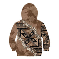 Bula Fiji Plumeria Tagimoucia Salusalu Mocha Kid Hoodie Kaiviti Masi - Polynesian Pride