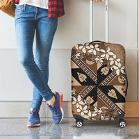 Bula Fiji Plumeria Tagimoucia Salusalu Mocha Luggage Cover Kaiviti Masi - Polynesian Pride