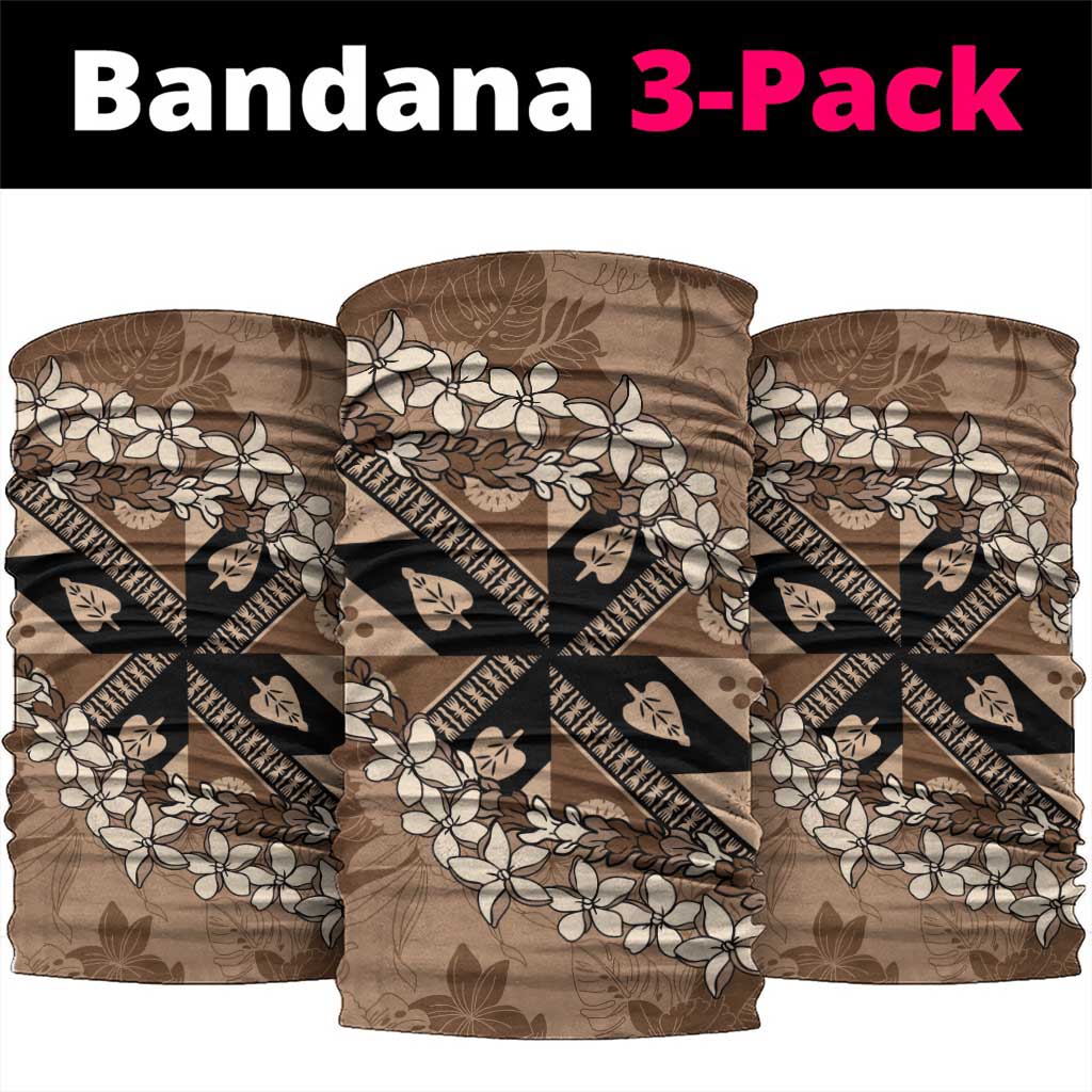 Bula Fiji Plumeria Tagimoucia Salusalu Mocha Neck Gaiter Kaiviti Masi - Polynesian Pride