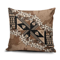 Bula Fiji Plumeria Tagimoucia Salusalu Mocha Pillow Cover Kaiviti Masi - Polynesian Pride