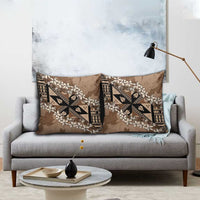 Bula Fiji Plumeria Tagimoucia Salusalu Mocha Pillow Cover Kaiviti Masi - Polynesian Pride