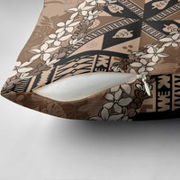 Bula Fiji Plumeria Tagimoucia Salusalu Mocha Pillow Cover Kaiviti Masi - Polynesian Pride